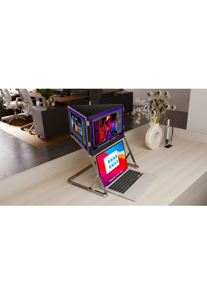 15.6″ Taşınabilir Üçlü Monitör (Stantlı)