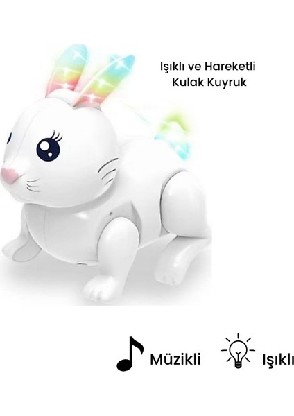 Pilli Tavşan Figür - Sesli Hareketli - 99777-1 - Beyaz (Lisinya)