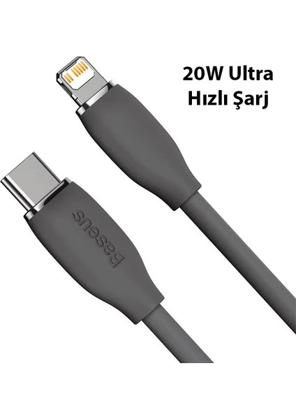 Baseus Jelly Liquid Silica Gel 20W Type-C To iPhone Lightning Hızlı Şarj ve Data Kablosu 1.2M-(1903) fırsatları