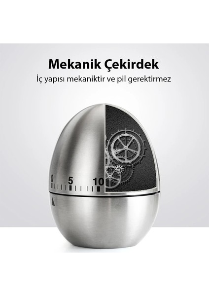 Ezere Mekanik Arama Pişirme Mutfak Zamanlayıcı Alarmı 60 Dakika Paslanmaz ÇELIK-(1903) modelleri