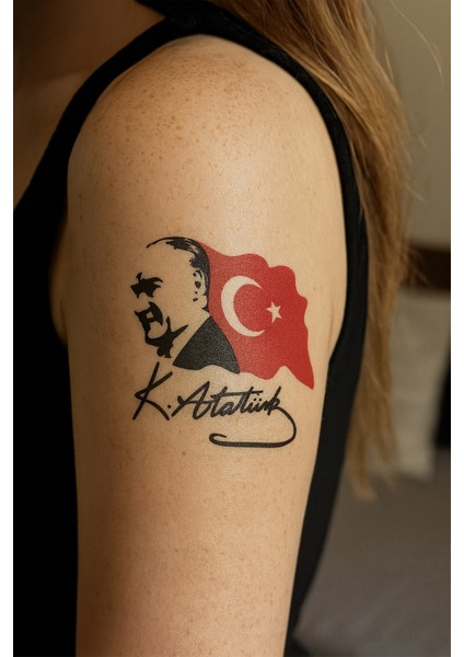 Atatürk Dövmesi Atatürk Imzası ve Türk Bayrağı Geçici Dövme