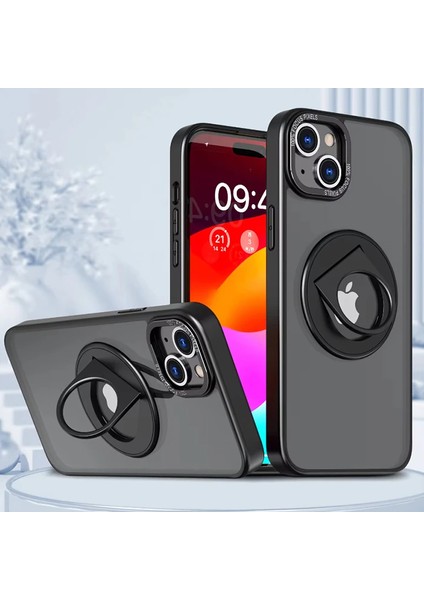 Ally iPhone 15 Için Magsafe Uyumlu Yüzük Standlı Manyetik Silikon KILIF-(1903)