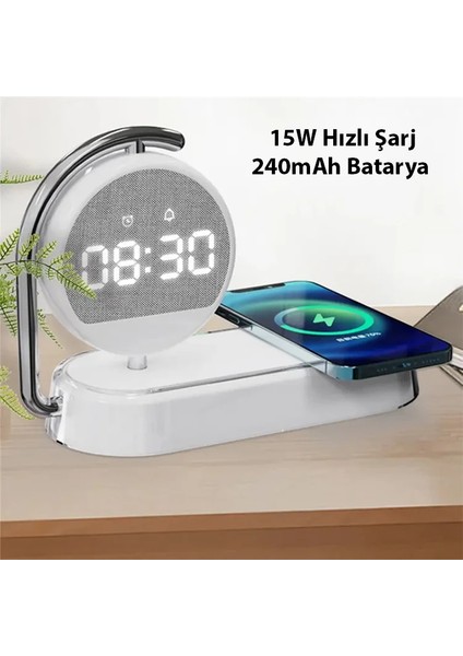 Ally K01T 15W LED Işıklı Kablosuz Şarj Cihazı Çalar SAAT-(1903) modelleri