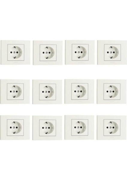 12 Adet Grano Beyaz Topraklı Priz Çerçeve Dahil 12'li Paket / Set fiyatları