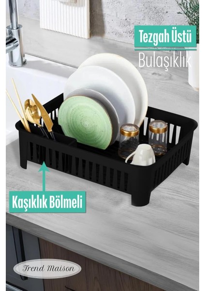 Çok Amaçlı Plastik Bulaşıklık Tabaklık, Kaşıklık, Bardaklık Tezgah Üstü Bulaşık Kurutma Siyah fiyatları