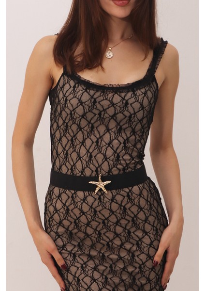 KADIN GOLD YILDIZ AYARLANABİLİR ZİNCİR KORSE LASTİK KEMER PMKM25782