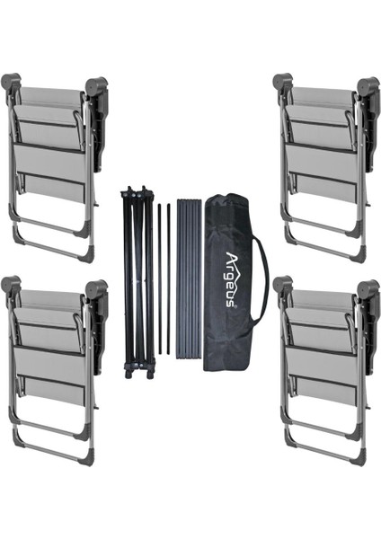 4 Adet Katlanır Kamp Sandalyesi ve Alüminyum Masa Seti - Rock Dark - Kül Gri - Taşıma Çantalı fiyatları