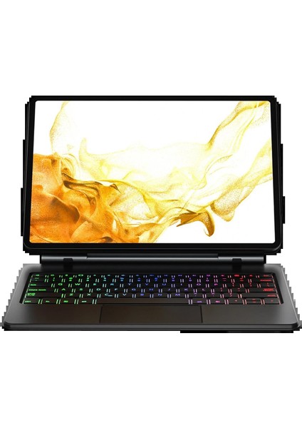 CPT05 Samsung Galaxy T737 Tab S7 Fe 12.4 Kılıf Eternal Ledli Klavyeli Tablet Kılıfı - Siyah