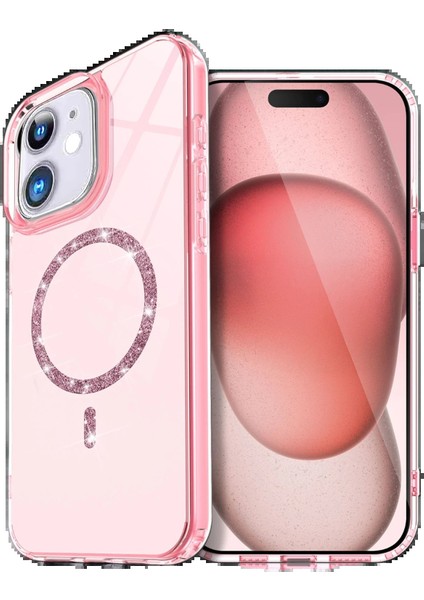 CPT05 Apple iPhone 12 Live Diamond Magsafe Kapak - Pembe