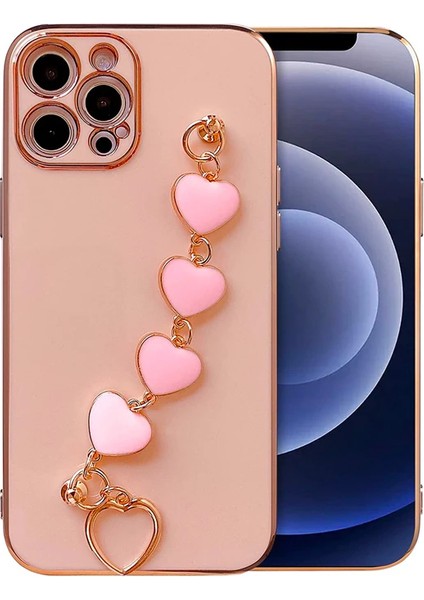 Ally iPhone 12 Pro 6.1inç Kılıf Kalp Bileklik Tutuculu Lüx Silikon Askılı KILIF-(1903) fiyatları