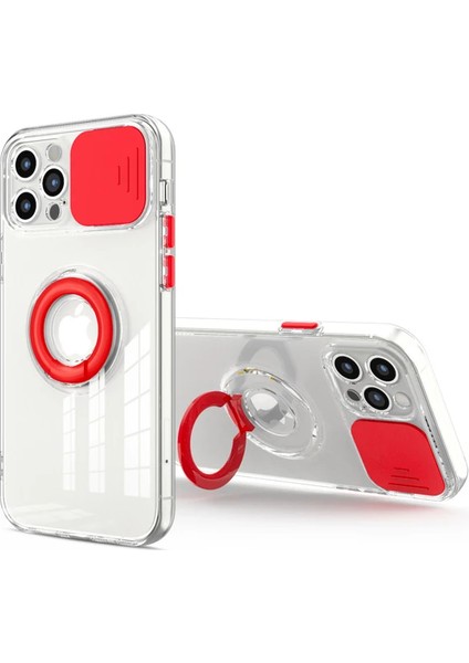 Ally iPhone 13 Pro Max 6.7inç Kılıf Sürgülü Kamera Lens Korumalı Yüzük Standlı Silikon KILIF-(1903) fiyatları