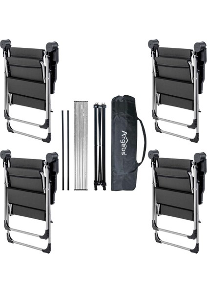 4 Adet Katlanır Kamp Sandalyesi ve Alüminyum Masa Seti - Rock Silver - Antrasit - Taşıma Çantalı fiyatları