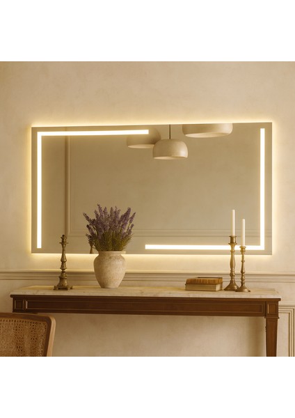 Linear LED Işıklı Dikdörtgen Ayna – Boho Modern Duvar ve Banyo Aynası modelleri