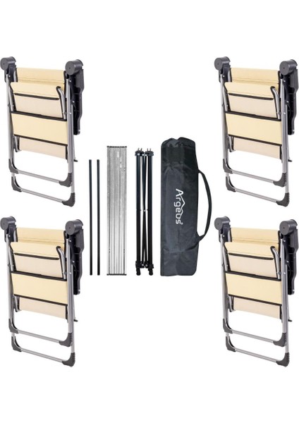 4 Adet Katlanır Kamp Sandalyesi ve Alüminyum Masa Seti - Rock Silver - Buğday - Taşıma Çantalı fiyatları