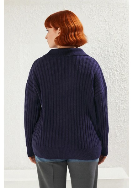 Kadın Büyük Beden Fitilli Düşük Kol Polo Yaka Triko Kazak Kış Şıklığı ve Konforu Sunuyor Kaliteli fiyatları