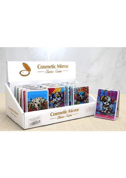 Hareketli Sulu Detaylı Köpek Figürlü El Aynası ALK4578 ( Lisinya )