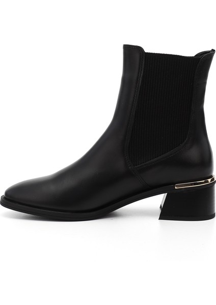 Kadın Siyah Platinum Kalın Topuklu Hakiki Deri Chelsea Bot modelleri