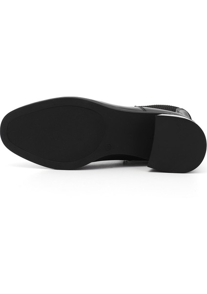 Kadın Siyah Platinum Kalın Topuklu Hakiki Deri Chelsea Bot fırsatları