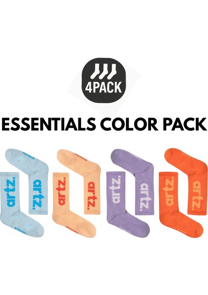 Essentials COLOR4PACK Unisex Spor & Lifestyle Havlu Taban Çorap (4 Adet)