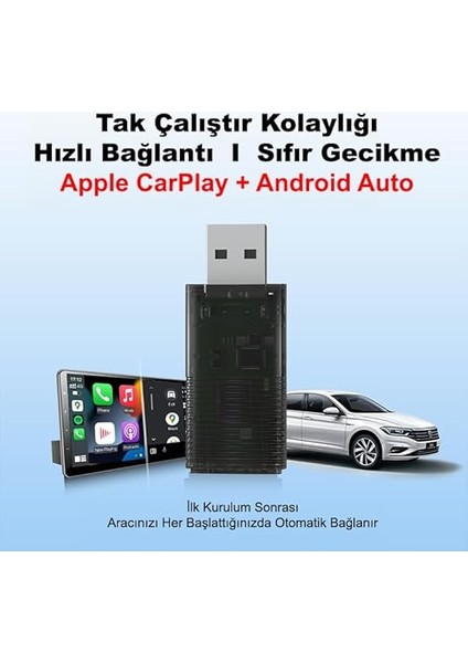 Mini Pro Duo 2in1 Araç Kiti Wireless/kablosuz Carplay ve Android Auto Adaptörü fiyatları