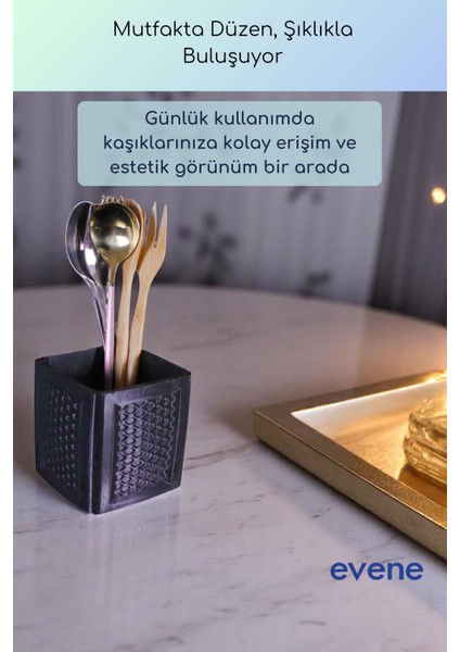 Tezgah Üstü Kaşıklık Dekoratif Dik Kaşıklık Silindir Kaşıklık Siyah Renk Model 86 fiyatları