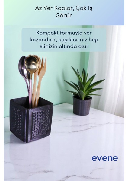 Tezgah Üstü Kaşıklık Dekoratif Dik Kaşıklık Silindir Kaşıklık Siyah Renk Model 86 fırsatları