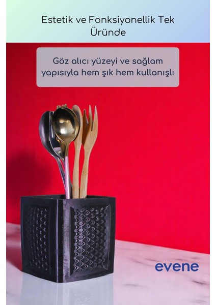 Tezgah Üstü Kaşıklık Dekoratif Dik Kaşıklık Silindir Kaşıklık Siyah Renk Model 86 indirimleri