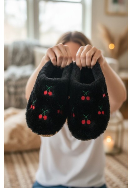 Kadın Günlük Terlik Peluş Içi Yünlü Kürklü Terlik Misafir Çeyiz Bohça Gelin Ev Terliği