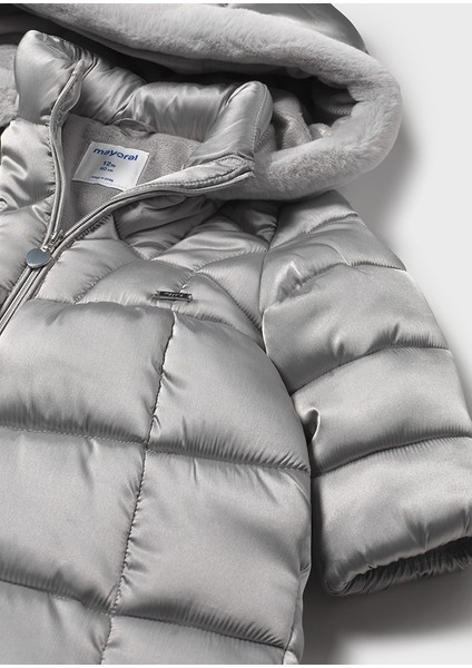 1-4 Yaş Kız Bebek Gri Kapüşonlu Uzun Mont – Su Itici, Rüzgar Geçirmez, Polar Astarlı indirimleri