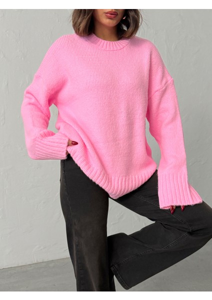 Kadın Yumuşak Dokulu Bisiklet Yaka Oversize Basic Triko Kazak indirimleri