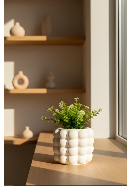 Beton Dekoratif Bohem Orta Boy Saksı – Iskandinav Tasarım 12 x 12