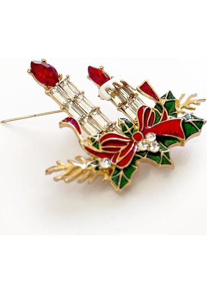 Yılbaşı Detaylı Mumlar Taşlı Yaka Iğnesi Broş fırsatları