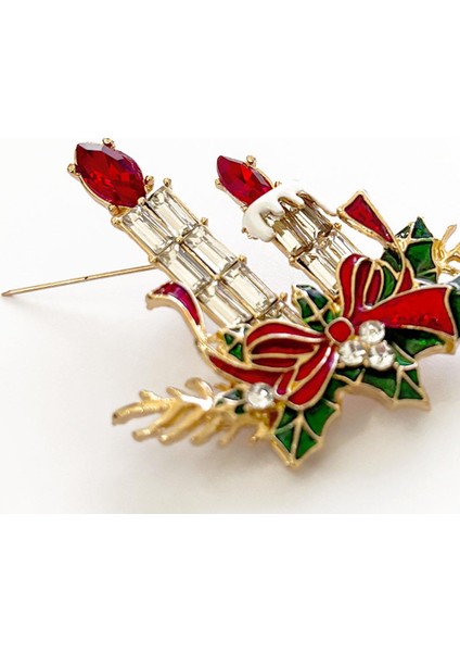 Yılbaşı Detaylı Mumlar Taşlı Yaka Iğnesi Broş indirimleri