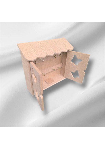 Ahşap Boyanabilir Iki Kapaklı Dekoratif Anahtarlık