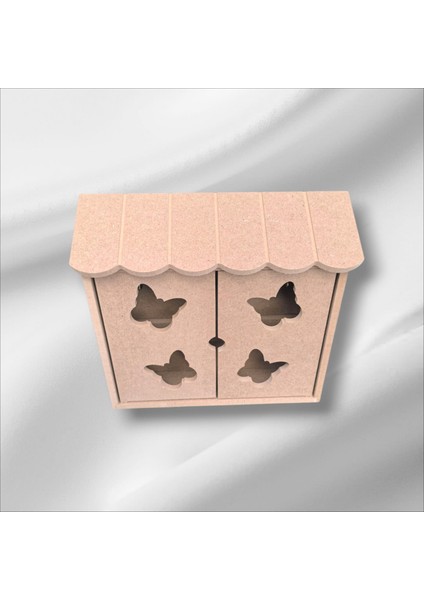 Ahşap Boyanabilir Iki Kapaklı Dekoratif Anahtarlık