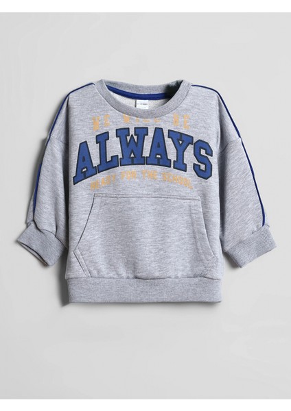 Lcw Kids Ekru Bisiklet Yaka Baskılı Erkek Çocuk Sweatshirt modelleri