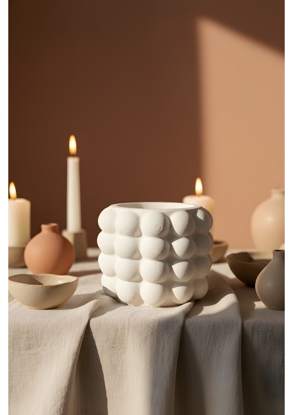Beton Dekoratif Obje Biblo Bohem Iskandinav Vazo – Modern Tasarım 12 x 12