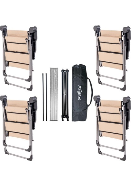 4 Adet Katlanır Kamp Sandalyesi ve Alüminyum Masa Seti - Rock Silver - Bej - Taşıma Çantalı fiyatları