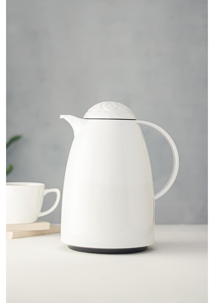 sky 1 lt ısı yalıtımlı çay ve soğuk su termosu soft beyaz (12 saat sıcak tutar& ıçi camdır) modelleri