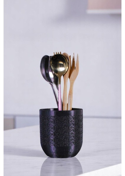 Tezgah Üstü Kaşıklık Dekoratif Dik Kaşıklık Silindir Kaşıklık Beyaz Renk Model 77