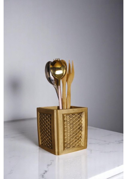 Tezgah Üstü Kaşıklık Dekoratif Dik Kaşıklık Silindir Kaşıklık Beyaz Renk Model 86