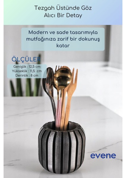 Tezgah Üstü Kaşıklık Dekoratif Dik Kaşıklık Silindir Kaşıklık Gümüş Eskitme Renk Model 79 modelleri