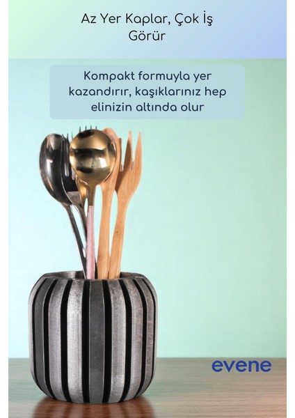 Tezgah Üstü Kaşıklık Dekoratif Dik Kaşıklık Silindir Kaşıklık Gümüş Eskitme Renk Model 79 fırsatları