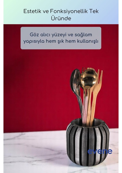 Tezgah Üstü Kaşıklık Dekoratif Dik Kaşıklık Silindir Kaşıklık Gümüş Eskitme Renk Model 79 indirimleri