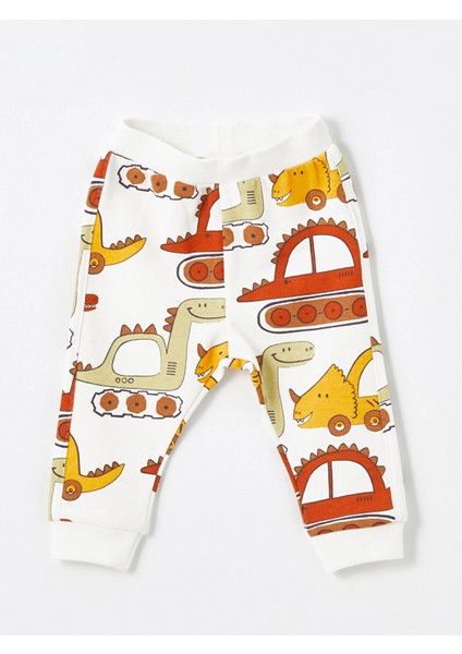 Lcw Baby Bej Bisiklet Yaka Uzun Kollu Baskılı Erkek Bebek Sweatshirt ve Eşofman Alt 2'li Takım fırsatları