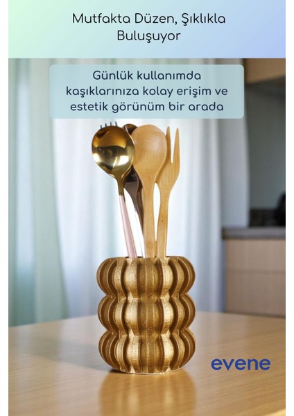 Tezgah Üstü Kaşıklık Dekoratif Dik Kaşıklık Silindir Kaşıklık Altın Renk Model 75 fiyatları