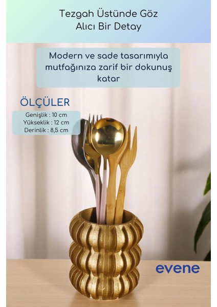 Tezgah Üstü Kaşıklık Dekoratif Dik Kaşıklık Silindir Kaşıklık Altın Renk Model 75 modelleri