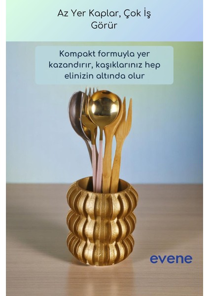 Tezgah Üstü Kaşıklık Dekoratif Dik Kaşıklık Silindir Kaşıklık Altın Renk Model 75 fırsatları