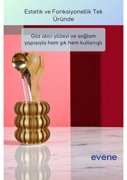 Tezgah Üstü Kaşıklık Dekoratif Dik Kaşıklık Silindir Kaşıklık Altın Renk Model 75 indirimleri