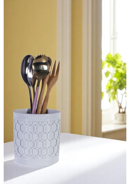 Tezgah Üstü Kaşıklık Dekoratif Dik Kaşıklık Silindir Kaşıklık Altın Renk Model 81